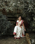 Thumbnail for DEIANA'S Beautiful Golden Jari with New Design Soft Lichi Silk Saree - White - Distacart