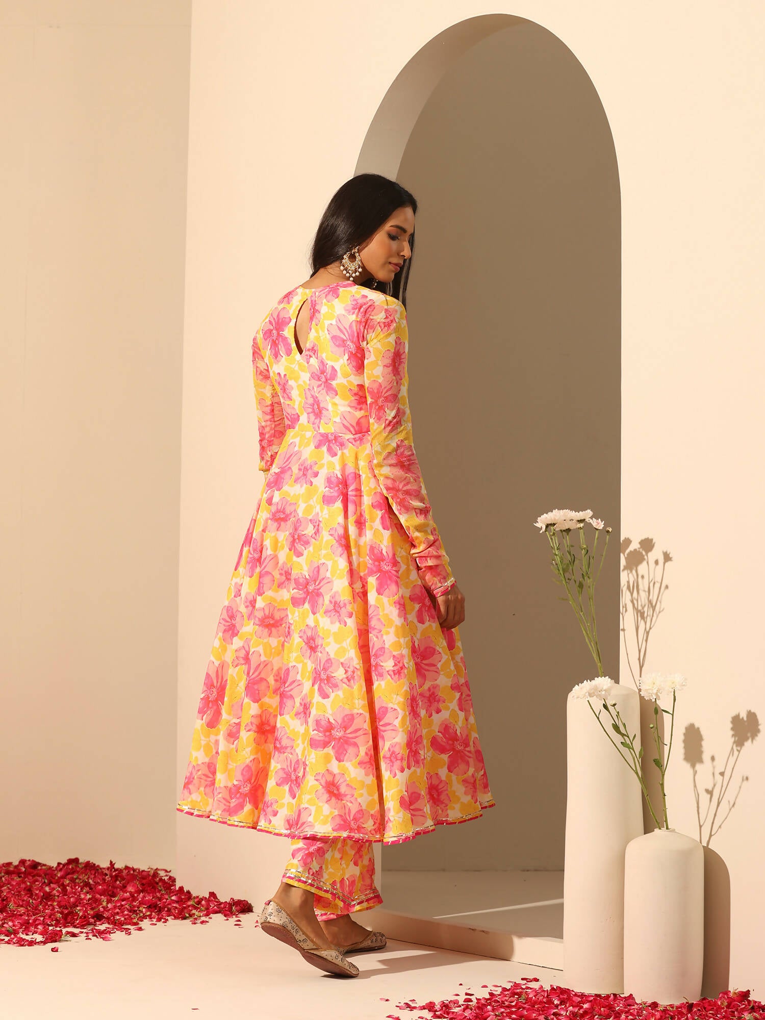 Pomcha Jaipur Yellow Gul Rangrez Angrakha Set - Distacart