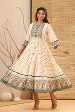 Thumbnail for Juniper Women Ivory Cambric Printed Tiered Dress - Distacart