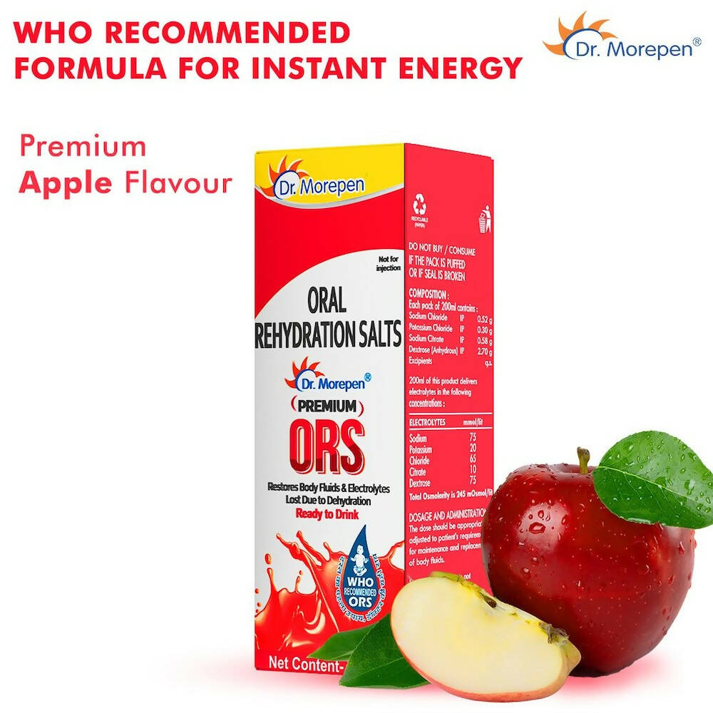 Dr. Morepen Premium ORS Drink With Electrolytes for Instant Hydration Apple Flavour - Distacart