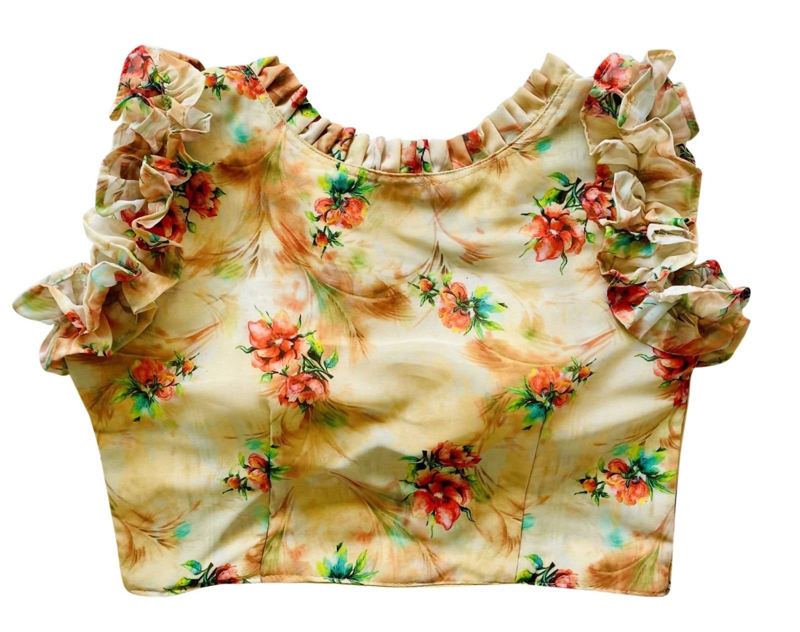 Vamika Cream Georgette Frill Blouse - Distacart