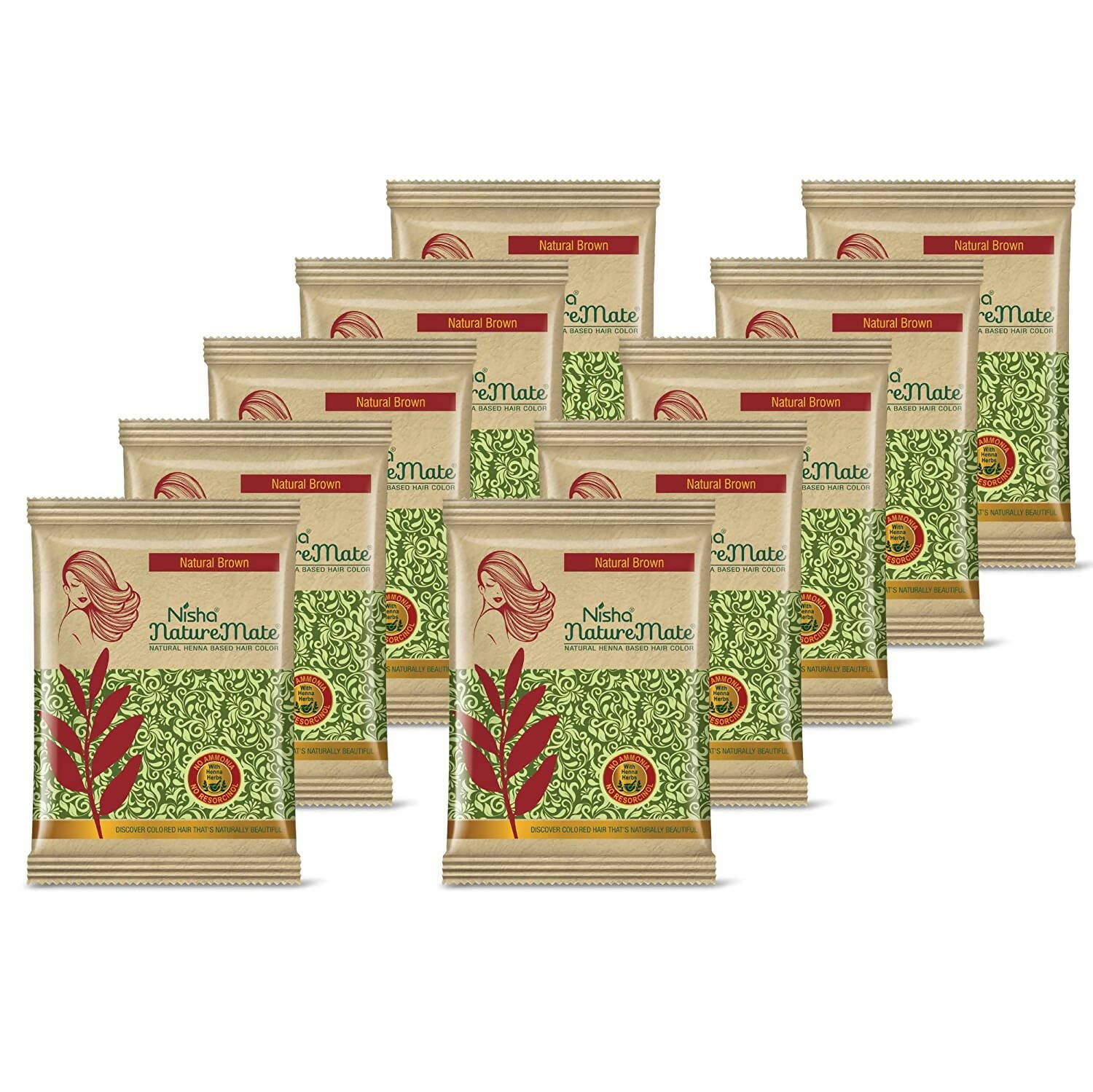 Nisha Nature Mate Henna Based Hair Natural Brown Color - Distacart