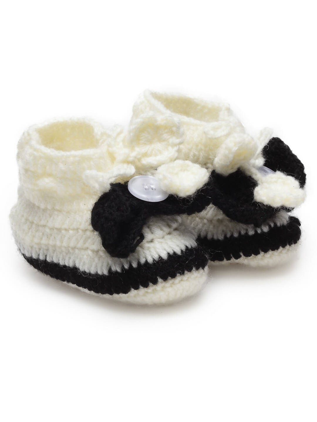 Chutput Kids Woollen Hand Knitted Self Desgin Booties - Cream - Distacart