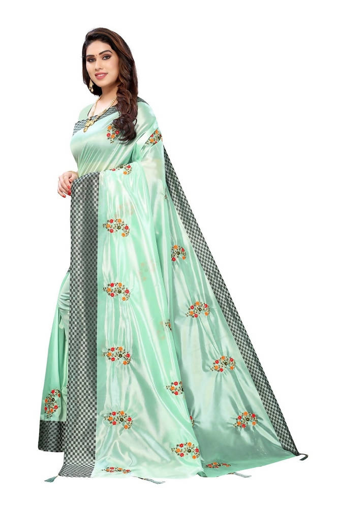Vamika Green Crepe Embroidery Saree (Nirali Green)