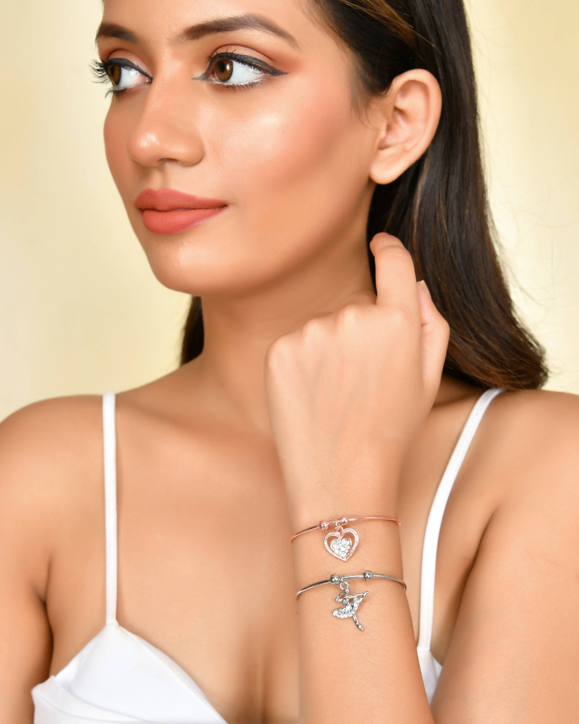 VOJ Stainless Steel Beads Gold-plated Bracelet Set (Pack of 2) - Distacart