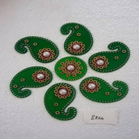 Thumbnail for Kundan HandiKrafts Handcrafted Dark Green Colour Kundan Rangoli - Distacart