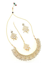 Thumbnail for Mominos Fashion Johar Kamal Traditional Rajwadi Design Heavy Golden Colour Necklace Set - Distacart