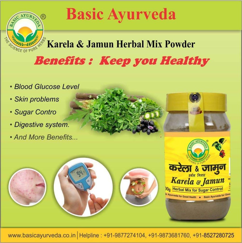 Basic Ayurveda Karela & Jamun Herbal Mix For Sugar Control Benefits