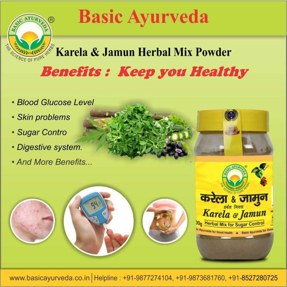 Basic Ayurveda Karela & Jamun Herbal Mix For Sugar Control Benefits