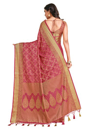 Thumbnail for Mimosa Women's Kanchipuram Art Silk Pink Saree - Distacart