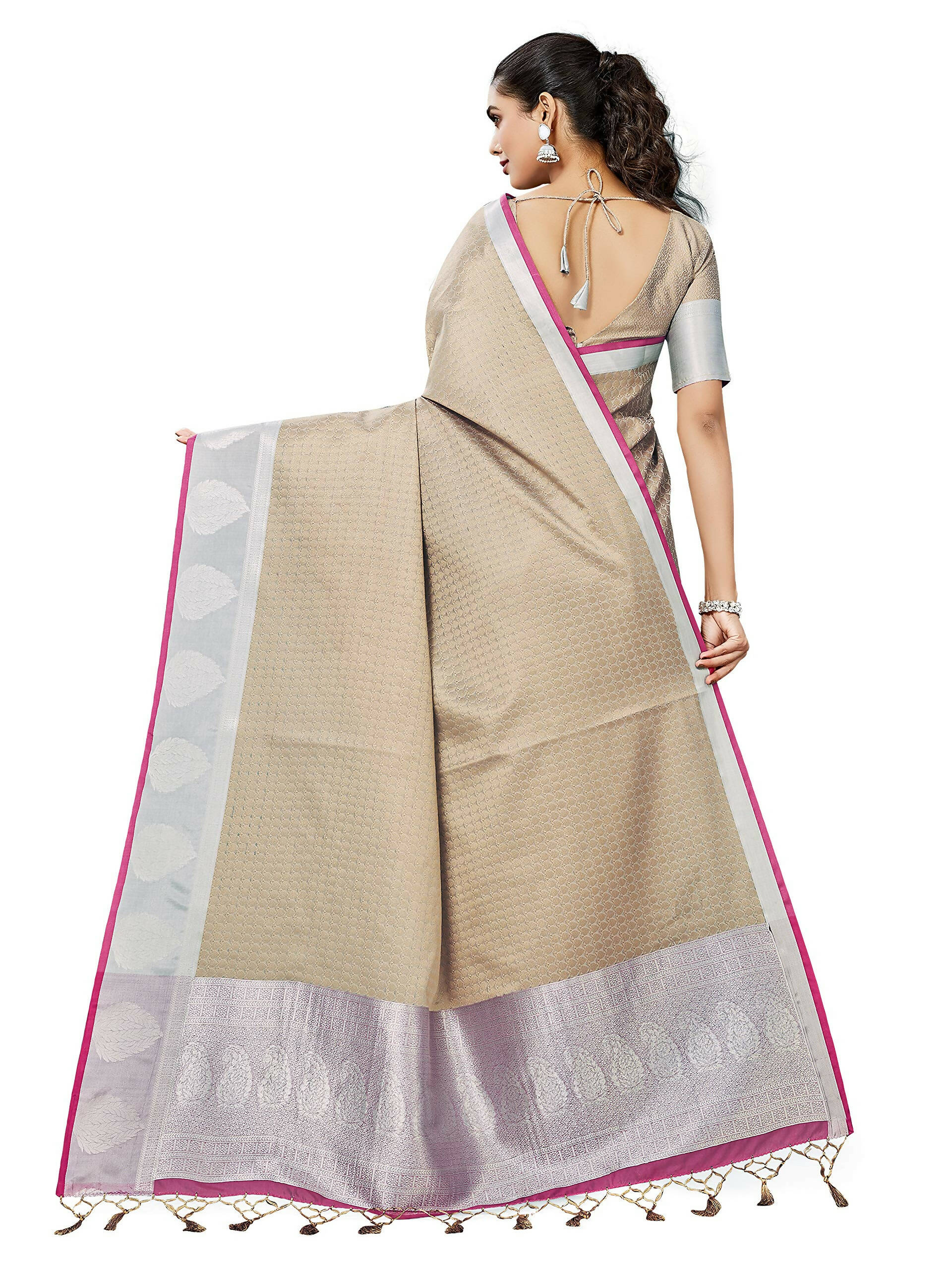 Mimosa Women's Banarasi Art Silk Brown Saree - Distacart