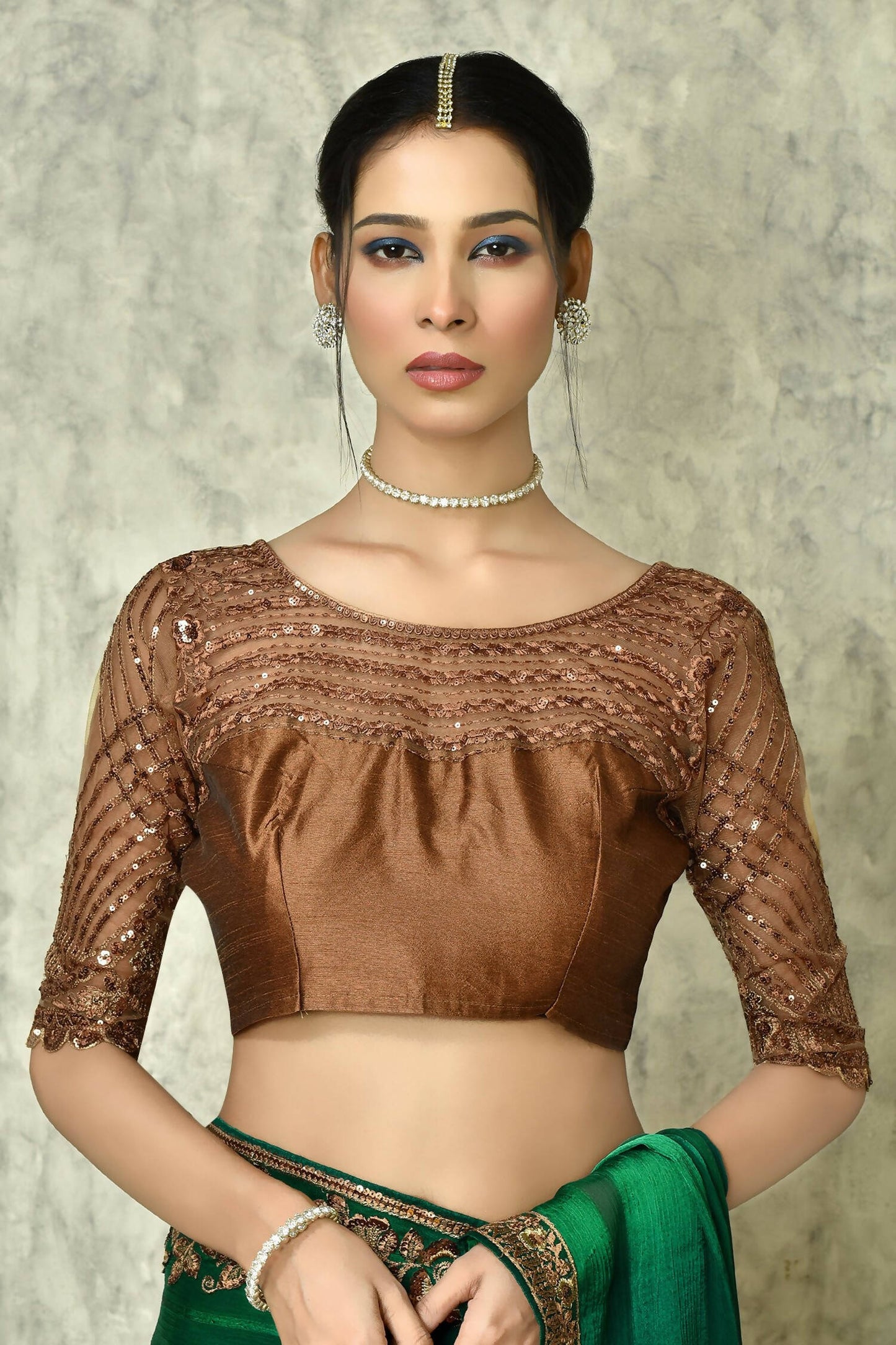 Dark Green Silk Solid Designer Saree with Blouse - Purvi - Distacart