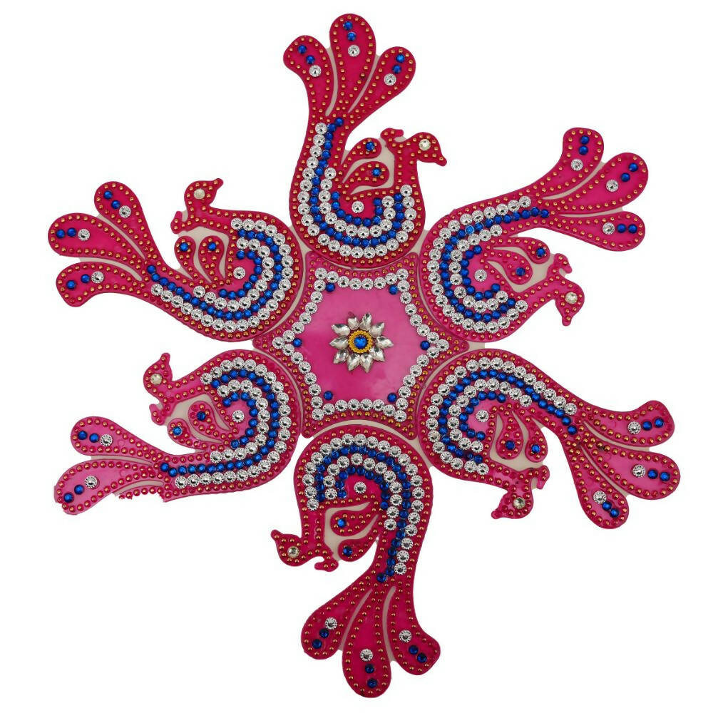 Kundan HandiKrafts Peacock Rangoli Pink Color (Medium) - Distacart