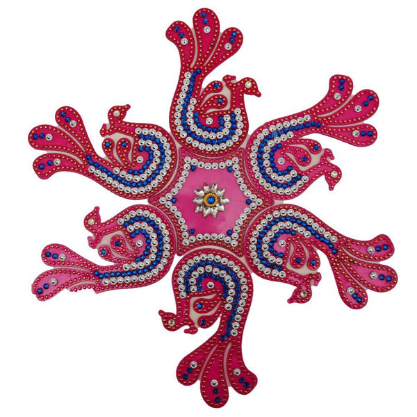 Kundan HandiKrafts Peacock Rangoli Pink Color (Medium) - Distacart
