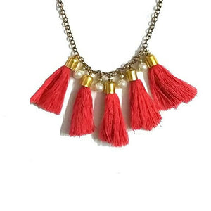 Tiaraa Pink Alloy Tassel Necklace For Girls - Distacart