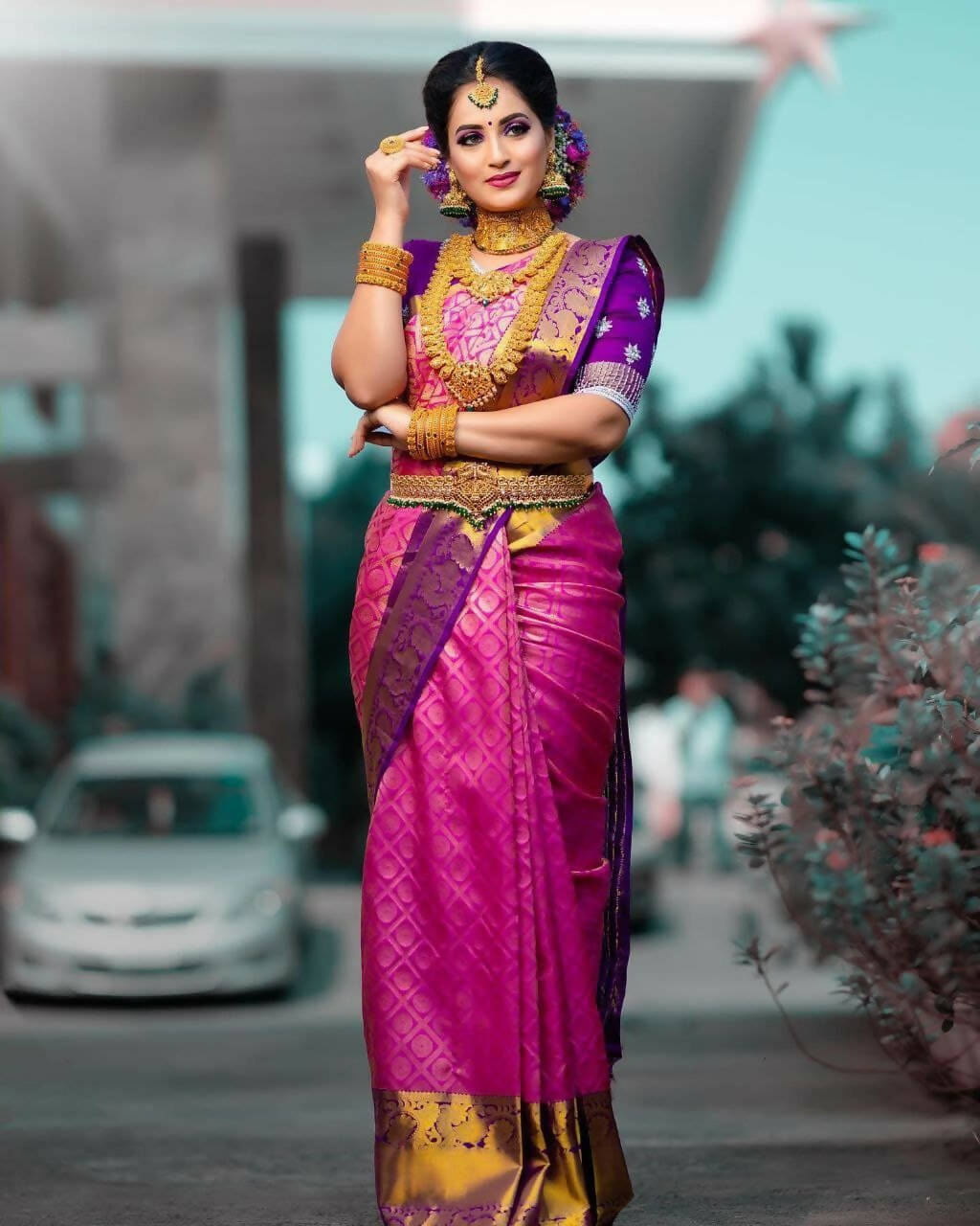 DEIANA'S Beautiful Golden Jari with New Design Soft Lichi Silk Saree - Pink - Distacart