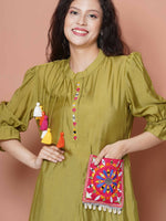 Thumbnail for Women Republic Green Art Silk Embroidered Kurta with Afghani Salwar - Distacart