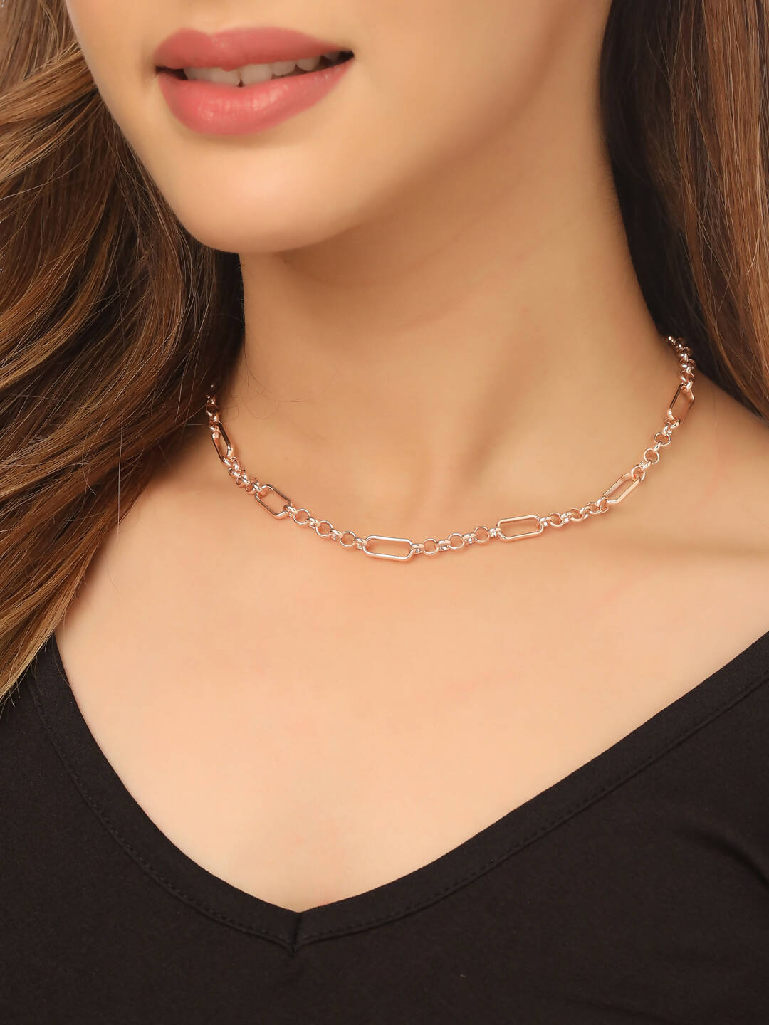NVR Women's Rose Gold Plated Minimal Necklace - Distacart