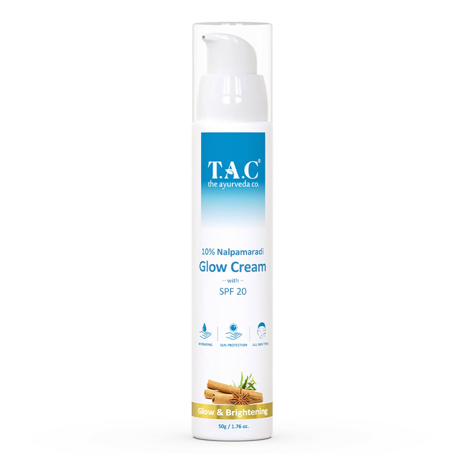TAC - The Ayurveda Co. 10% Nalpamaradi Glow Cream with SPF 20, Skin Brightening and Detan for Women & Men - Distacart