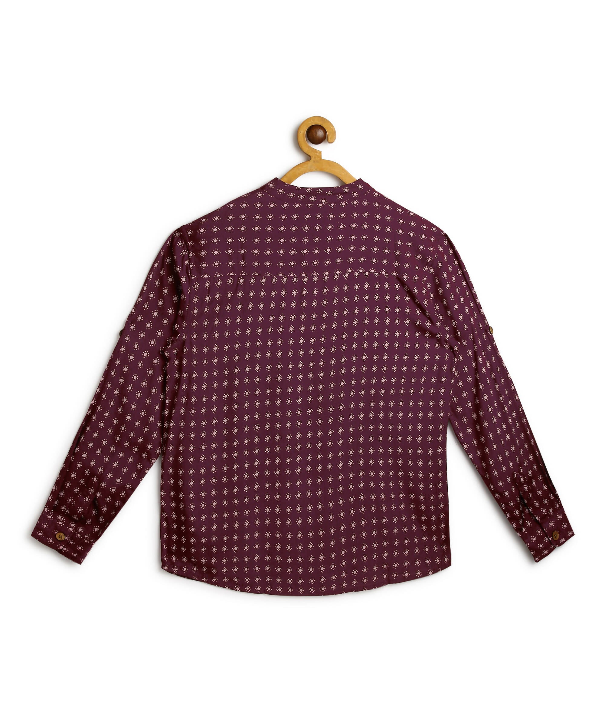 Manet Boys Full Sleeves Dot Printed Ethnic Shirt - Maroon - Distacart