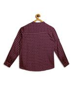 Thumbnail for Manet Boys Full Sleeves Dot Printed Ethnic Shirt - Maroon - Distacart