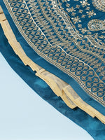 Thumbnail for House of Panchhi Teal - Pure Georgette Embroidered Lehenga - Distacart