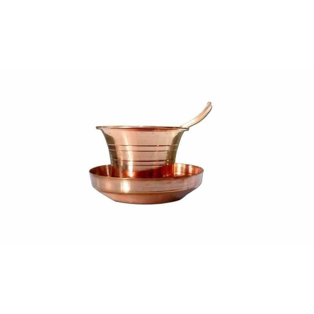 Copper Pancha Pathra Udharini(Spoon) with plate - Distacart