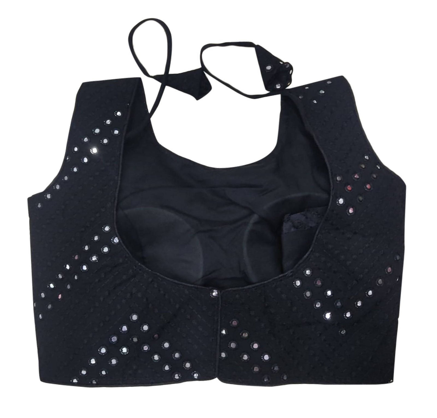Vamika Brown Georgette Mirror Work Blouse - Distacart