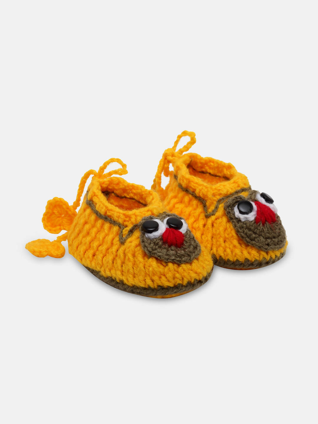 Chutput Kids Woollen Hand Knitted Cartoon Detailed Booties - Yellow - Distacart