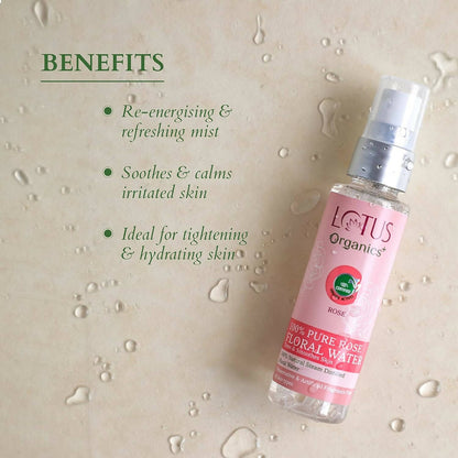 Lotus Organics+ 100% Pure Rose Floral Water - Distacart