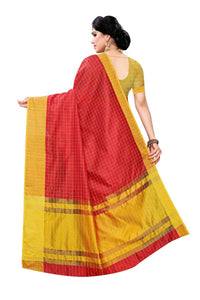 Thumbnail for Vamika Red Cotton Silk Weaving Saree (Manipuri Red) - Distacart