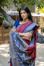 Thumbnail for Vishnu Weaves Women's Pink Tussar Silk Zari Woven Saree with Blouse - Distacart