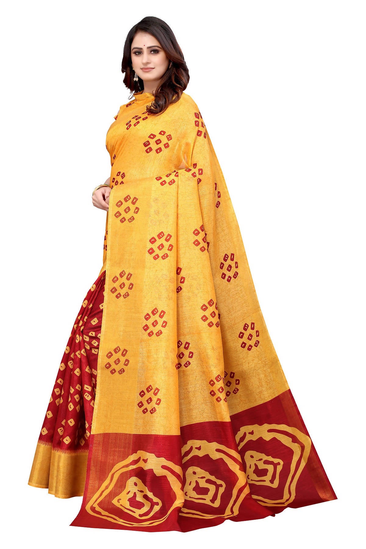 Vamika Ethnic Fire Maroon Jari Border Linen Saree - Distacart