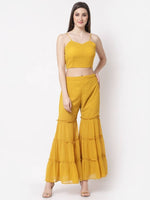 Thumbnail for Myshka multi color Color Georgette Solid Top With Pant And Shrug Set