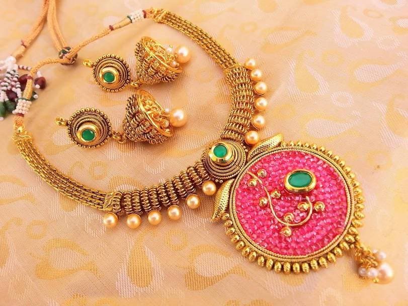 Multicolor Antique Pearl Designer Necklace Set