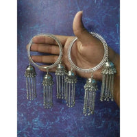 Thumbnail for Silver Latkan Bangles With Jhumkas And Hanging Chains