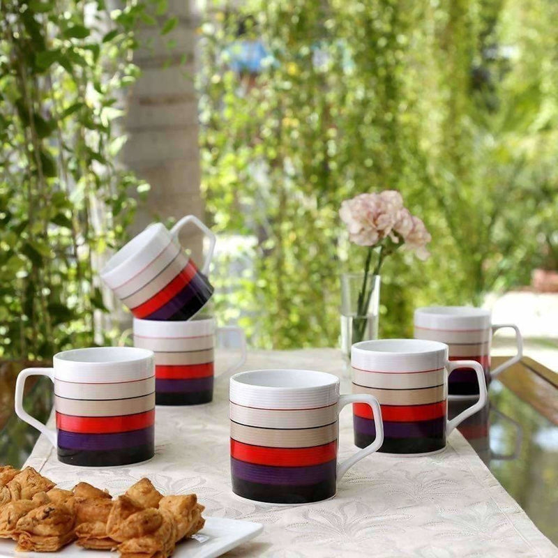 Coffee Mug Set, 220ml/6.6cm, Set of 6, Multicolour Distacart