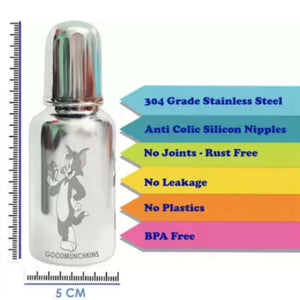 Goodmunchkins Stainless Steel Feeding Bottle 304 Grade Steel, Jointless, BPA Free, Rustfree Bottle For Kids 150 ml - Distacart