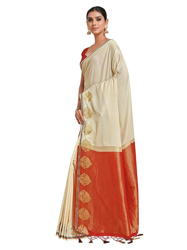 Mimosa Women's Beige Pure Crepe Saree - Distacart