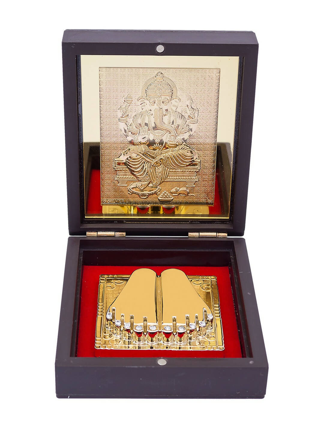 Golden Peacock 24-Ct Gold-Toned Gold Foil Ganesh Pooja Box - Distacart