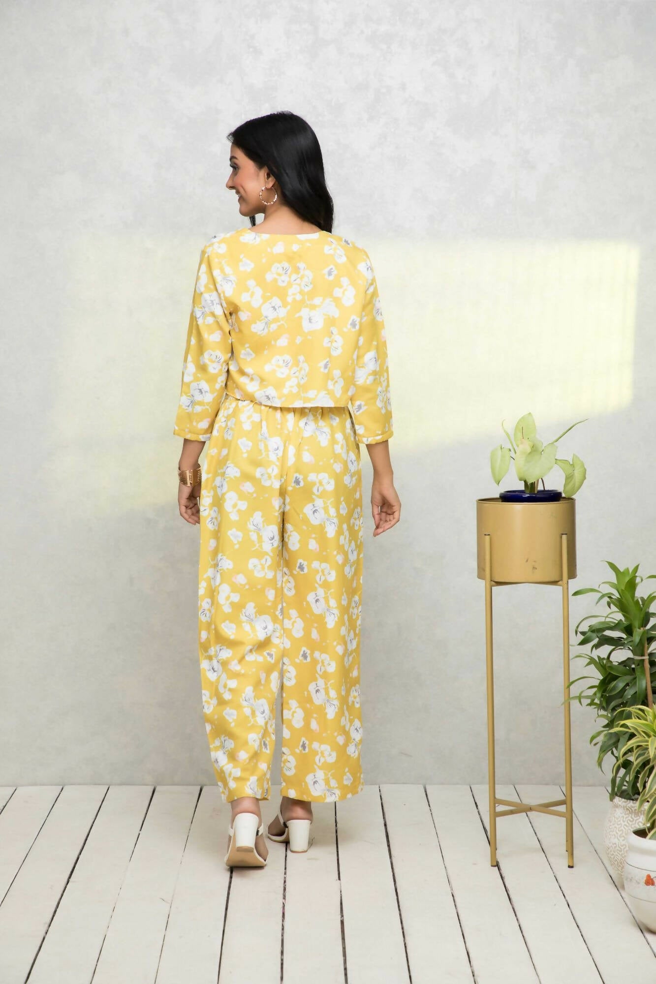 Myshka Women Yellow Printed Pastels Co-Ords - Distacart