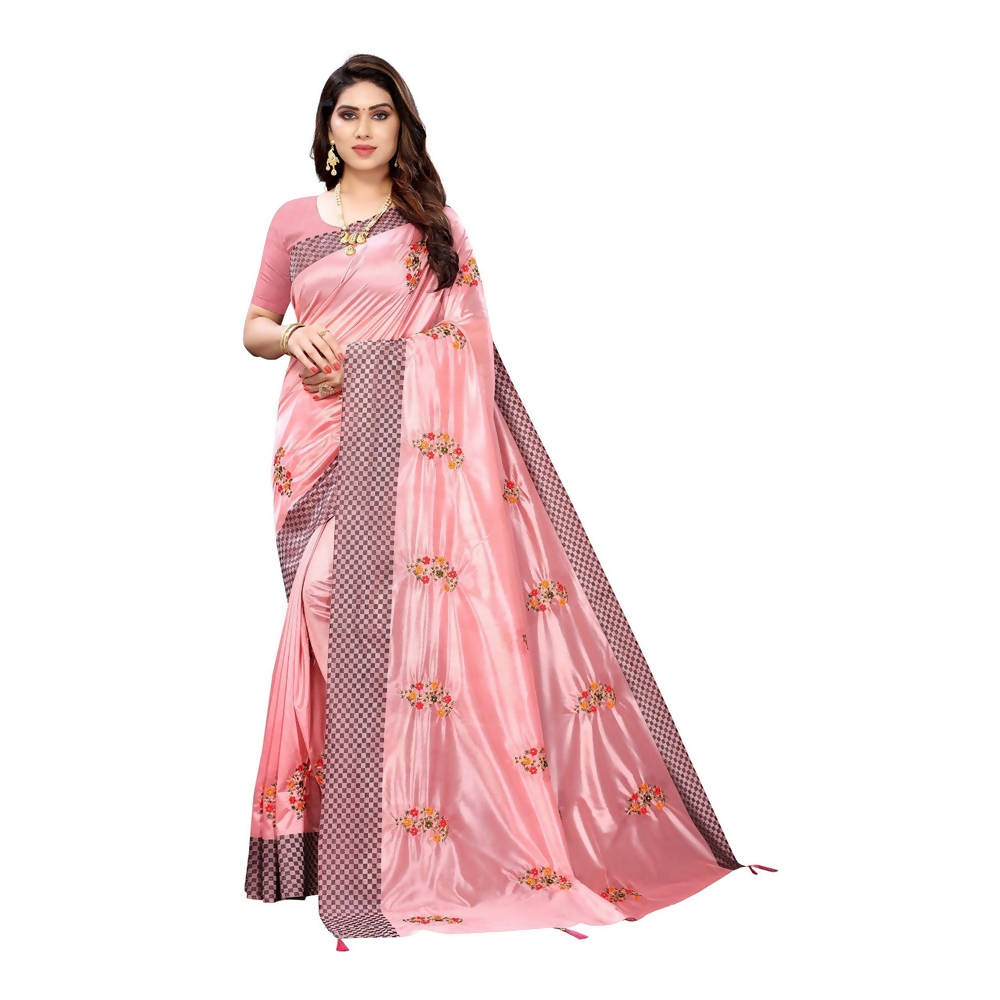 Vamika Pink Crepe Embroidery Saree (Nirali Pink)