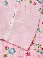 Thumbnail for Pink Chinon Floral Embroidered Dress - Nandani - Distacart