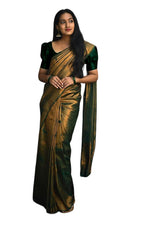 Thumbnail for Vamika Weaving Banarasi Jacquard Green Kanjivaram Saree - Distacart