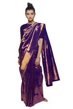 Thumbnail for Vamika Weaving Banarasi Jacquard Purple Kanjivaram Saree - Distacart