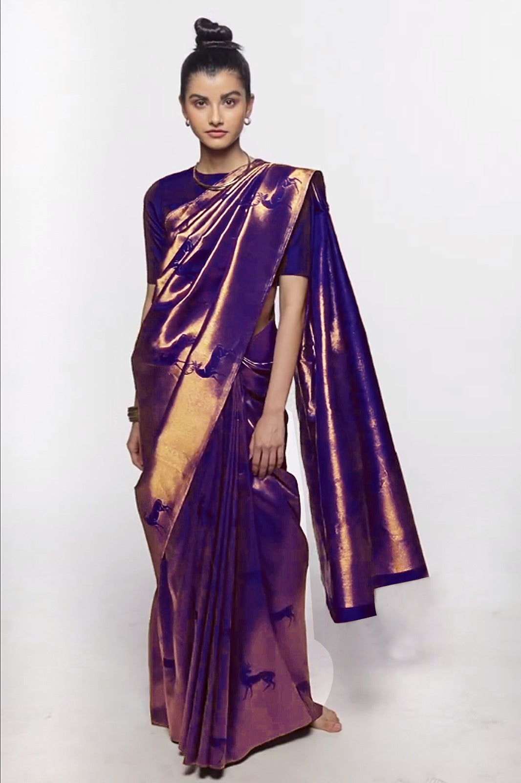 Vamika Weaving Banarasi Jacquard Purple Kanjivaram Saree - Distacart