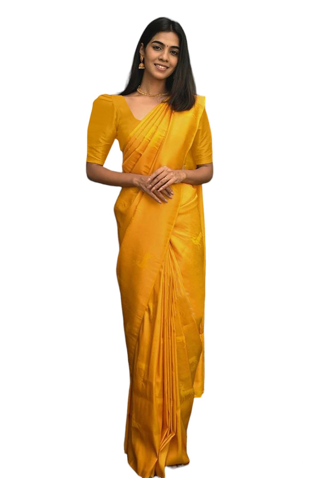 Vamika Weaving Banarasi Jacquard yellow Kanjivaram Saree - Distacart