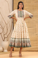 Thumbnail for Juniper Women Ivory Cambric Printed Tiered Dress - Distacart