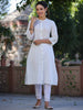 Juniper Women's White Cotton Slub Embroidered Straight Kurta - Distacart