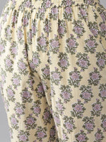 Thumbnail for Yufta Women Yellow & Green Floral Handblock Printed Cotton Kurta with Trouser & Dupatta